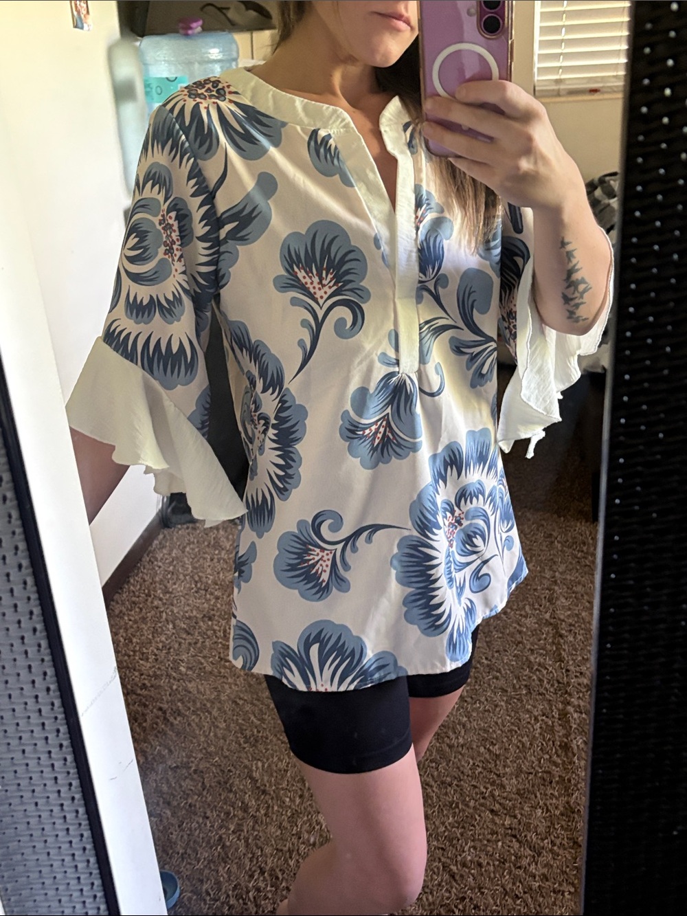 CherryBetty Small Blouse Blue and White